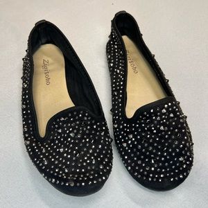 Zigi Soho black rhinestone flats